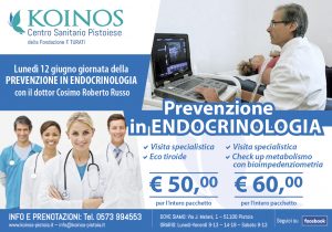 Prevenzione in endocrinologia, il 12 giugno al Koinos check-up del metabolismo e controllo della tiroide